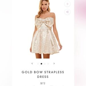 Gold Bow Strapless Dress